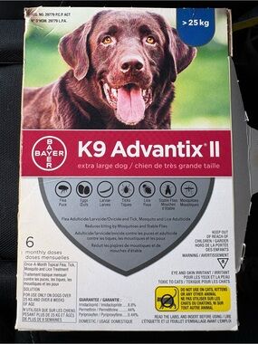 K9 Advantix II Extra Large Dog (25kg/55lbs and up)-1 dose (Open box)